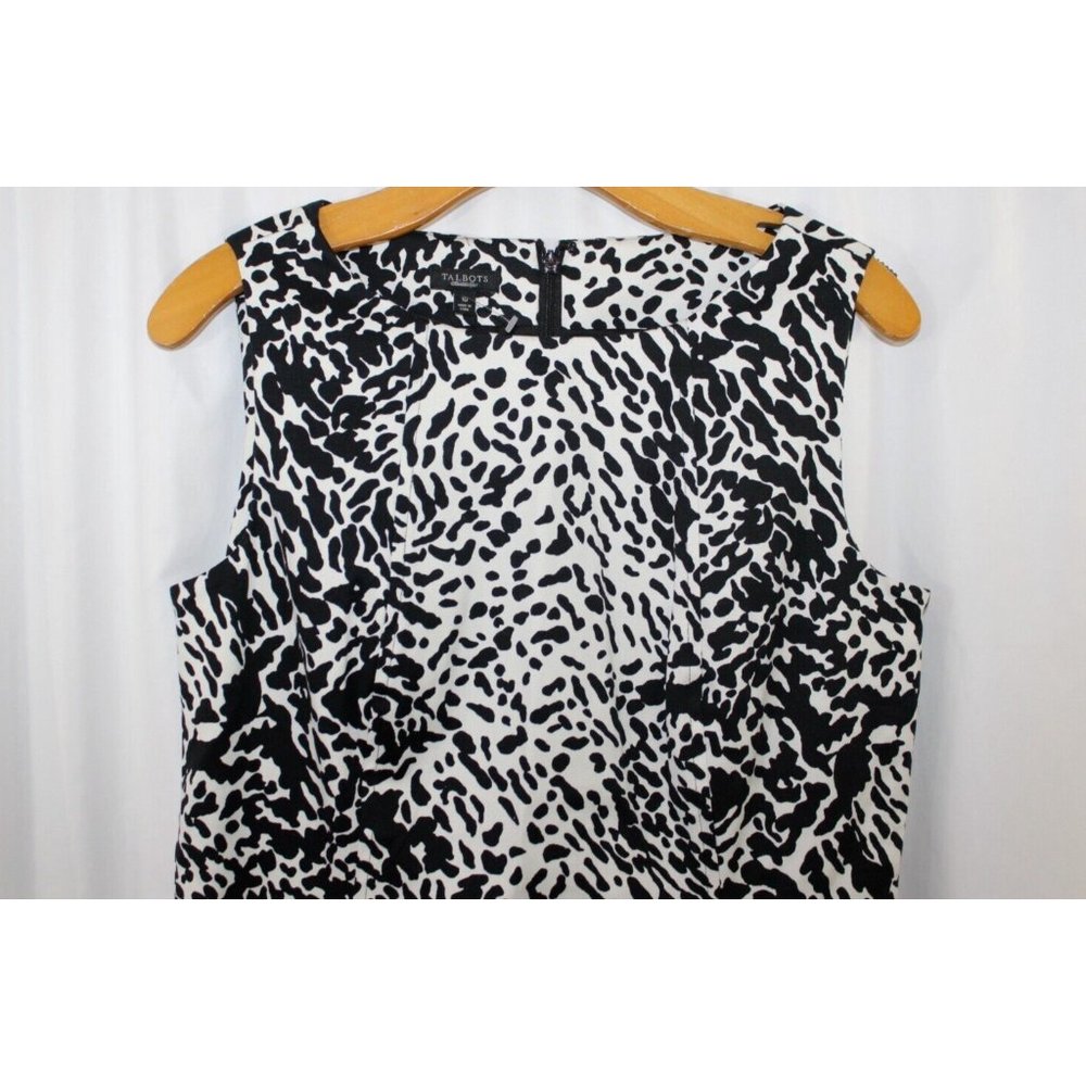 NWT Talbots $149 Womens Black White Animal Print Sleeveless Dress 10 - Picture 2 of 6